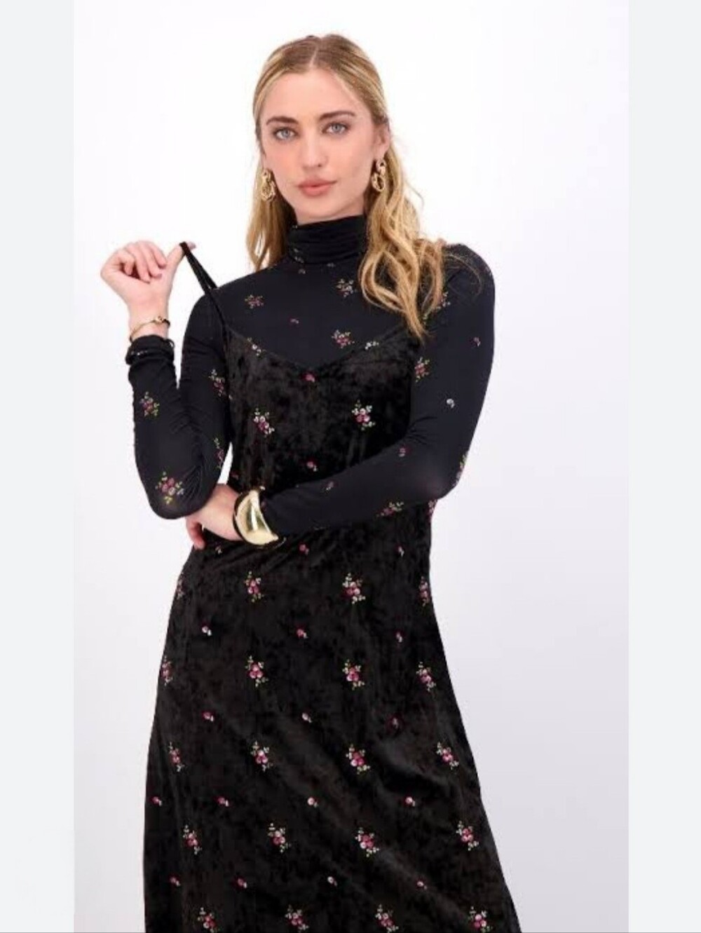 Velvet Floral Slip Dress
